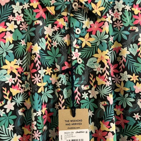 Chubbies Tropical Floral Men's Performance Polo All over Print - Picture 6 of 9
